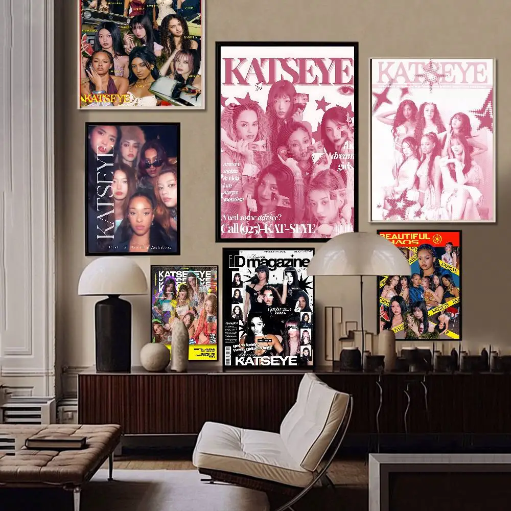 Kpop Band K-Katseyes Anime Posters Sticky HD Quality Wall Art Retro Posters For Home Kawaii Room Decor