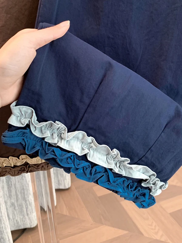 فضفاض بنطال ذو قصة أرجل واسعة المرأة عالية الخصر مستقيم قطع تسع نقاط الربط Faion الصيف جديد الكورية Sle بنطلون #4