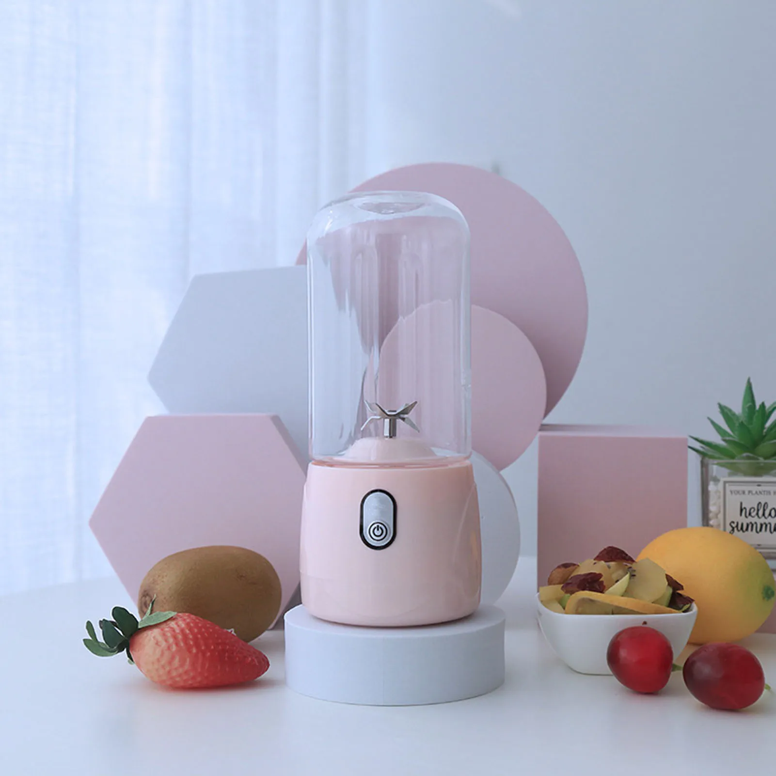 휴대용 블렌더 USB 충전식 6 블레이드 미니 Juicer 컵 과일 압착기 여행 스포츠 주방 410ml