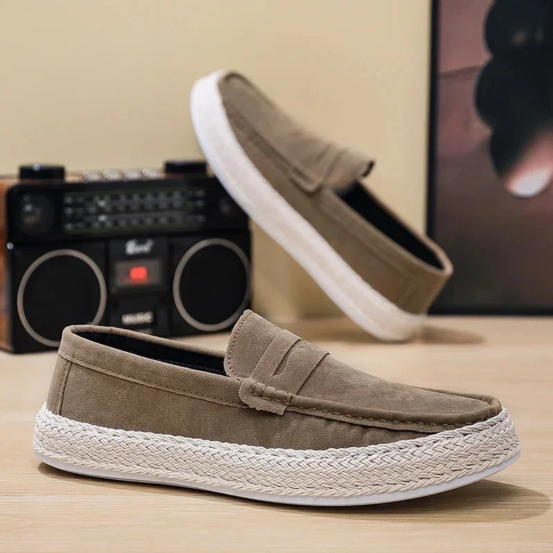 

Модная мужская повседневная обувь, удобные мужские лоферы, легкие прогулочные кроссовки без шнуровки, дышащая обувь на плоской подошве для вождения, обувь для ленивых