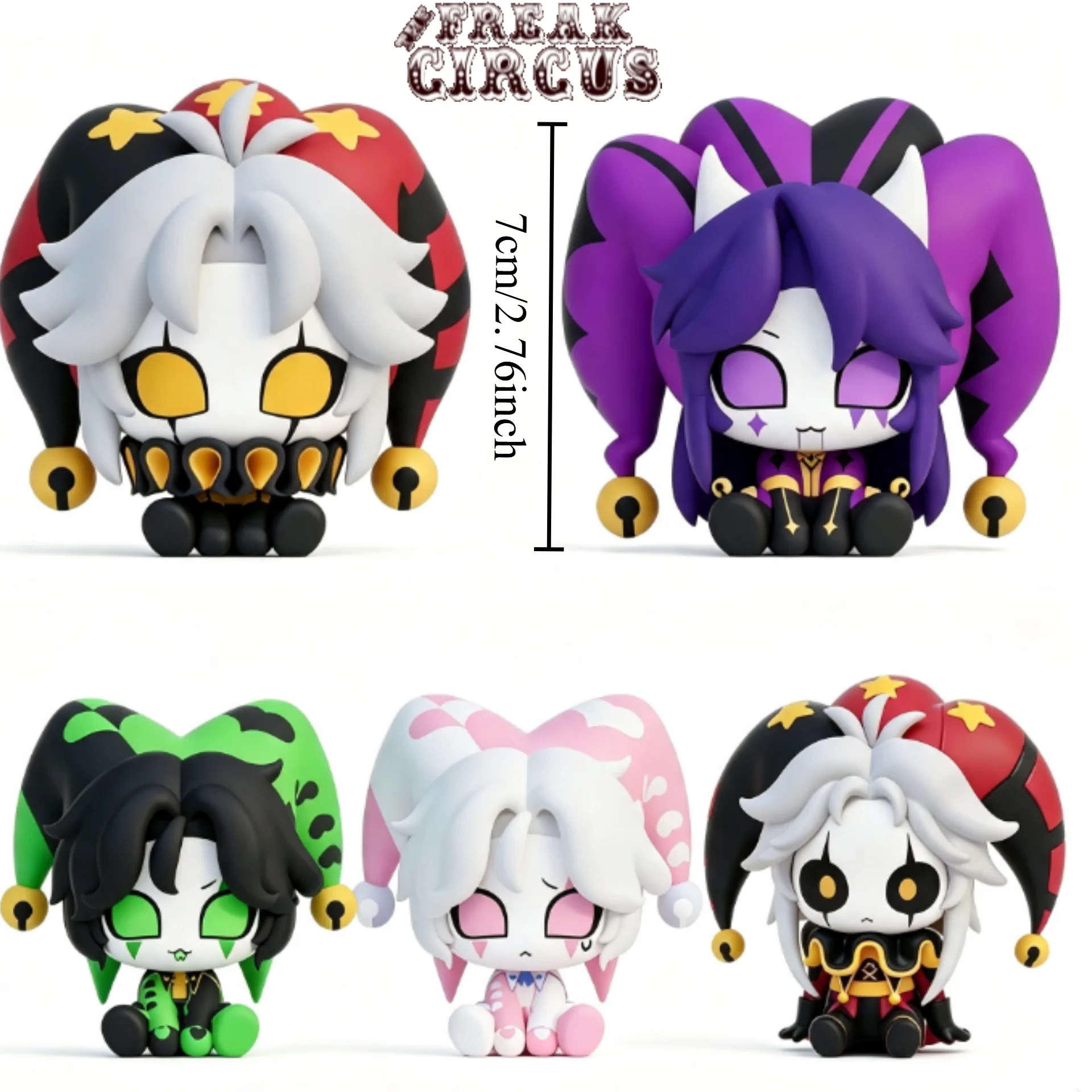 The Freak Circus Pierrot Pierrot Plush Harlequin‌ Cute 7cm Model Statue Desktop Car Ornament Halloween Birthday Gift