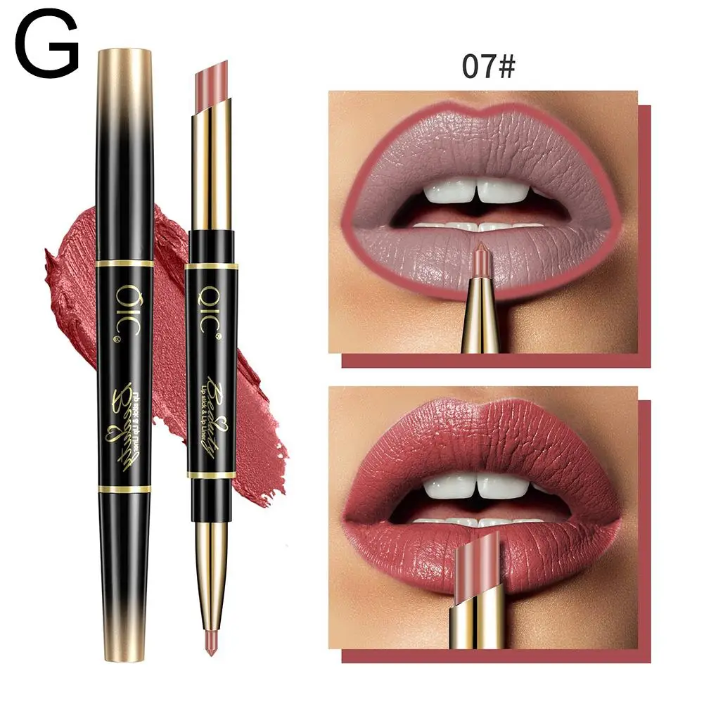 Delineador de labios 2 en 1, lápiz labial mate, maquillaje impermeable de larga duración para labios y ojos, Cosméticos de belleza, maquillaje N6V1