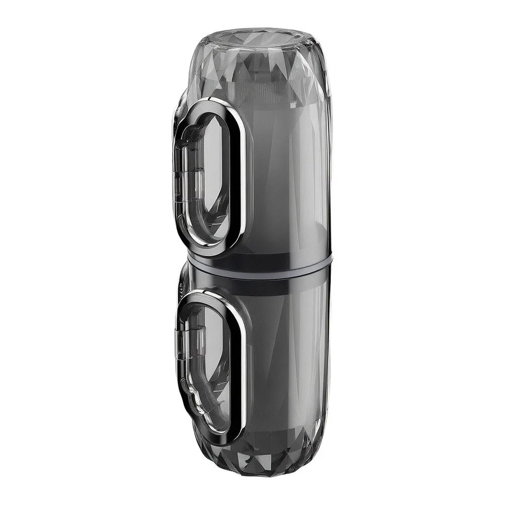 Leakproof Travel Toothbrush Case with Dual Built-in Rinse Cups for Toothbrush Toothpaste Floss Storage Compact PET 23x7.5x7.5cm