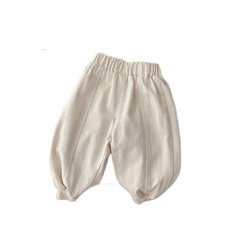 Pantalones holgados y sencillos para niño y niña, Pantalón deportivo elástico, unicolor, primavera, 2024