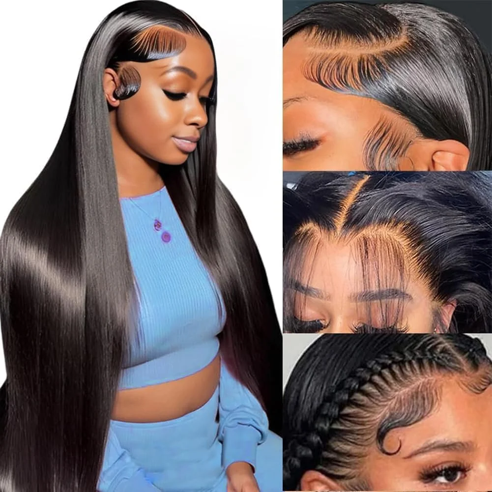 

13x6 HD Transparent Straight Lace Frontal Wig Pre Plucked Brazilian Bone Straight Lace Front Human Hair Wigs For Black Women