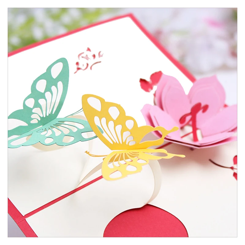 3D Butterfly Pop Up Thank You Card, Valentine's Day, Mother's Day, Flowers, Blessing Card, Birthday Gift, Get Well Card