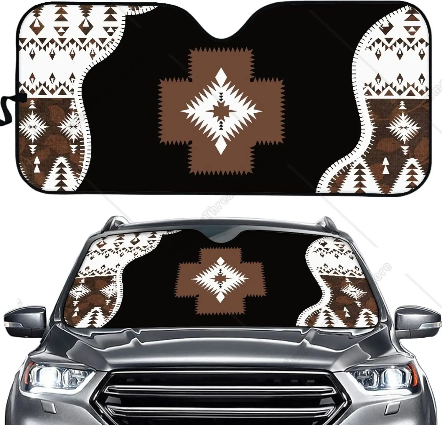 

Коричневый козырек от солнца с принтом Navajo для женщин и мужчин, козырек от солнца на переднее окно, универсальный размер, подходит для индейцев 57 x 27 дюймов