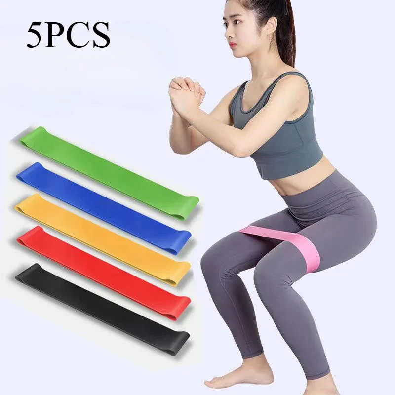 5PCS Latex Resistance Circle Mini Fitness Stretch Band Rally Strength Training Hip Stretch Circle Rally Bands Banda Elástica