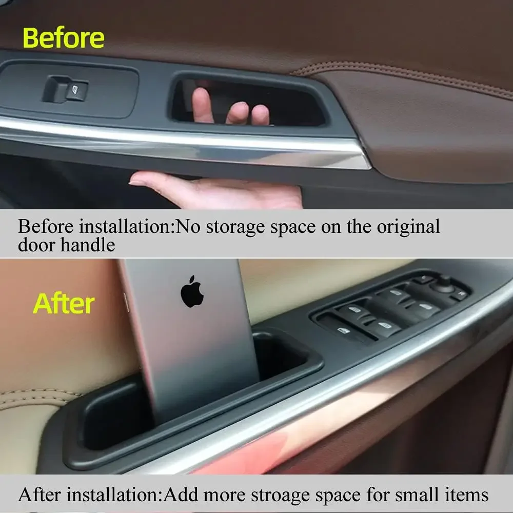 2PCS Fit For VOLVO XC60 2009-2013 2014 2015 2016 2017 Front Door Storage Box Arm Rest Handle Holder Container Bin Cup