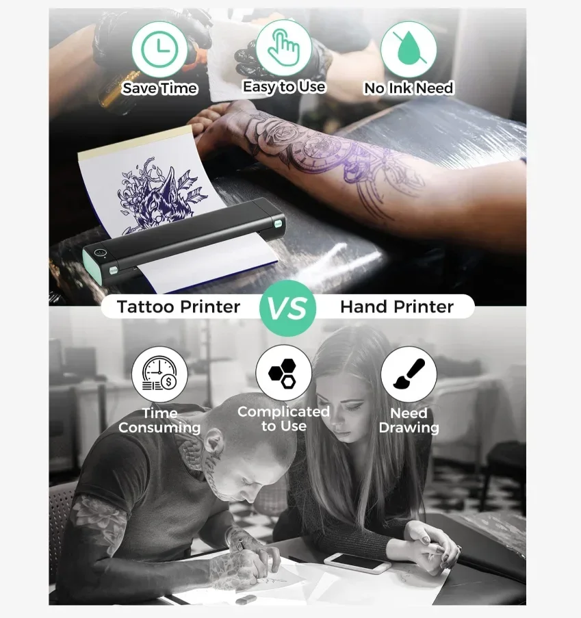 Phomemo M08F Bluetooth A4 Tattoo Stencil Copier Thermal Printer Tattoo Transfer Machine