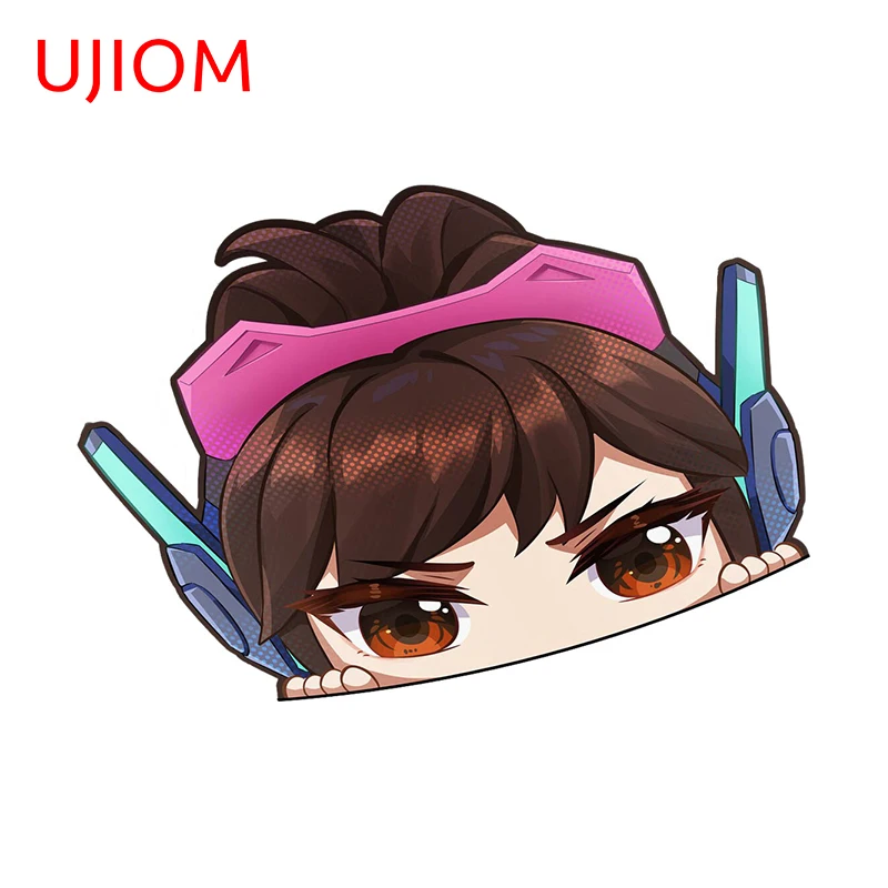 UJIOM 13cm X 9.2cm Overwatch D.Va Peeker Anime Wall Stickers Scratch Proof Personality Refrigerator Laptop Decal Home Decor