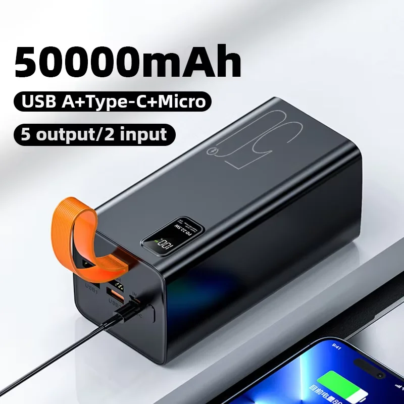 Portable Power Bank 50000mAh Large Capacity Fast Charging PD20W 22.5W External Spare Battery Powerbank For iPhone Xiaomi Samsung