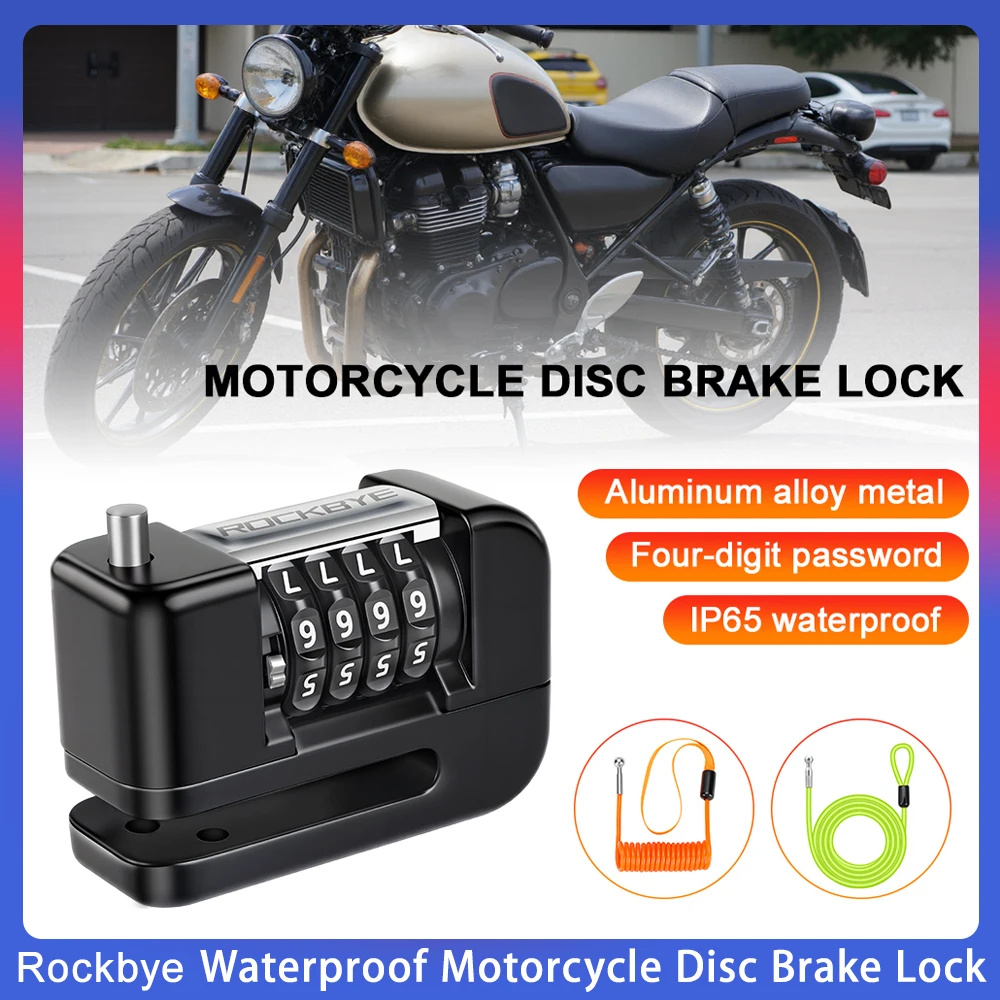 

Rockbye Motorcycle Password Disc Lock IP65 Waterproof Motorcycle Scooter Bike Anti-Theft Lock Motorcycle Security Accessorie