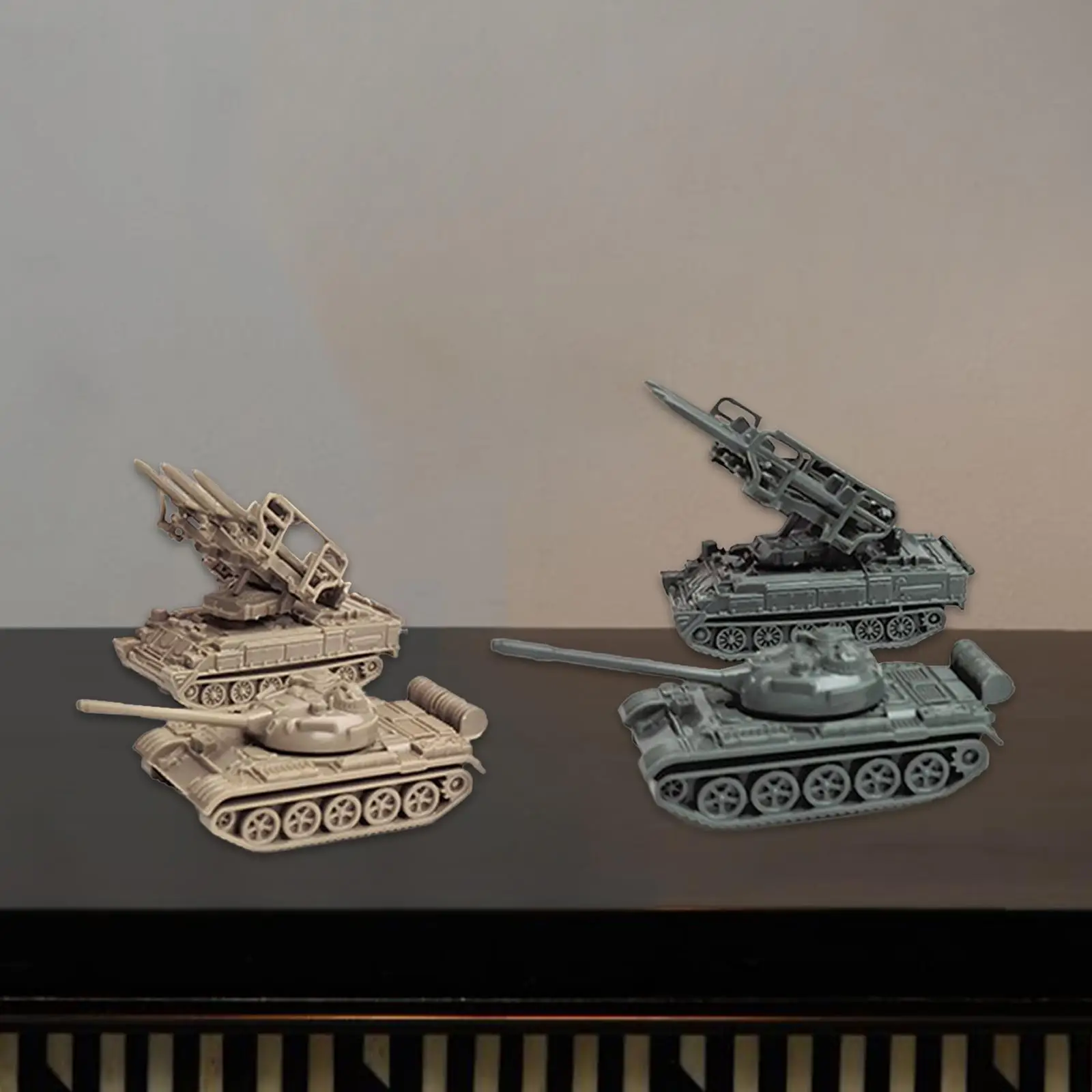 4 Pieces 1/144 Tank Model Ornaments Building Kits Home Decor 4D Modern Tank