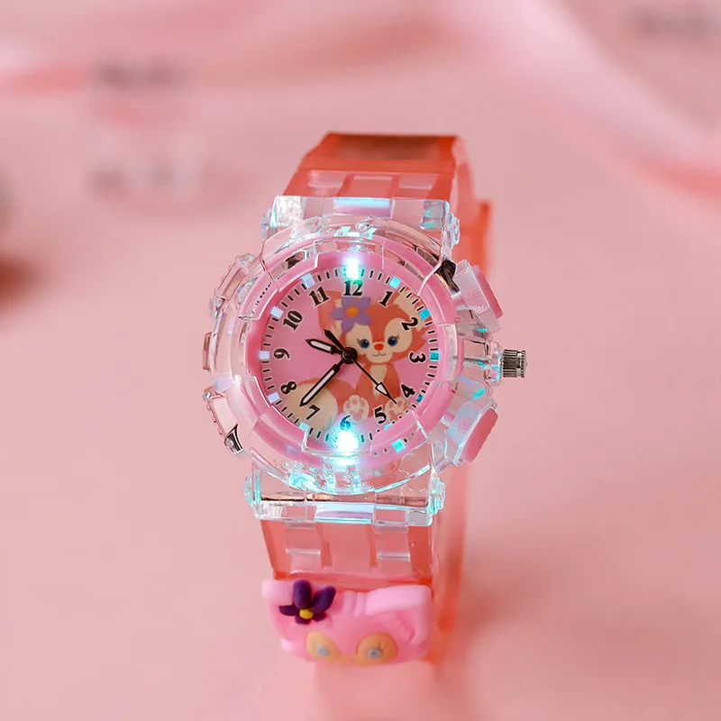 ساعة سانريو كورومي المضيئة للأطفال - ساعة كوارتز رقمية كرتونية لفتيات المدارس، هدية للطلاب بمينا مضيئة