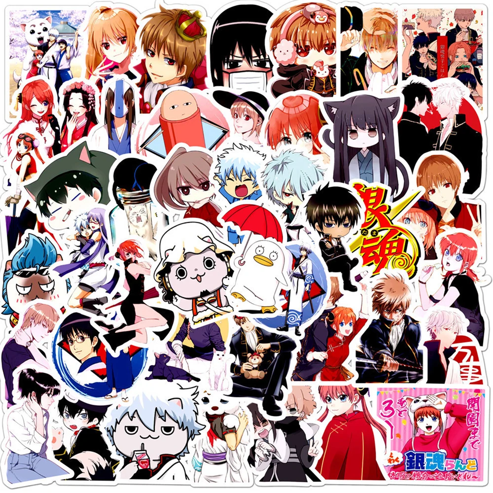 

10/30/50pcs Sakata Gintoki Gintama Stickers Kagura Kamui Anime Sticker Luggage Laptop Bike Car Kawaii Sadaharu Cartoon Decals