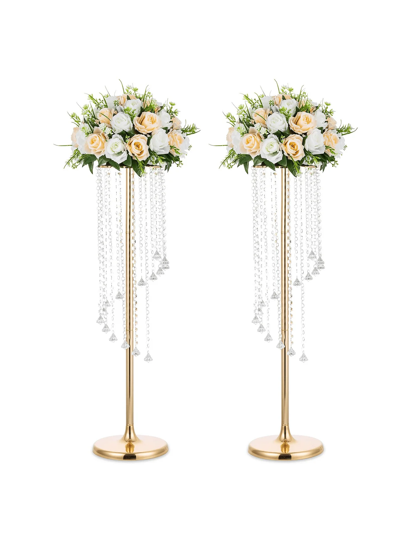 

2 Pcs 35.4inch Tall Wedding Centerpieces Vases Crystal Flower Vase Metal Flowers Stand Table Chandelier Centerpiece Stands