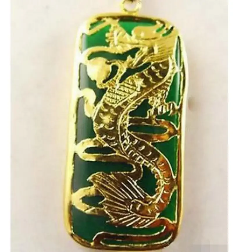 

новый горячий новый зеленый камень Дракон длинный желтый - кулон и ожерелье