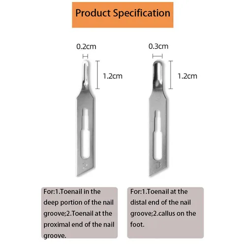 Imagen 2 del producto Cuchillo de pedicura desechable, recortador de uñas encarnadas en forma de U, herramientas de podología, cortaúñas gruesas de alta resistencia
