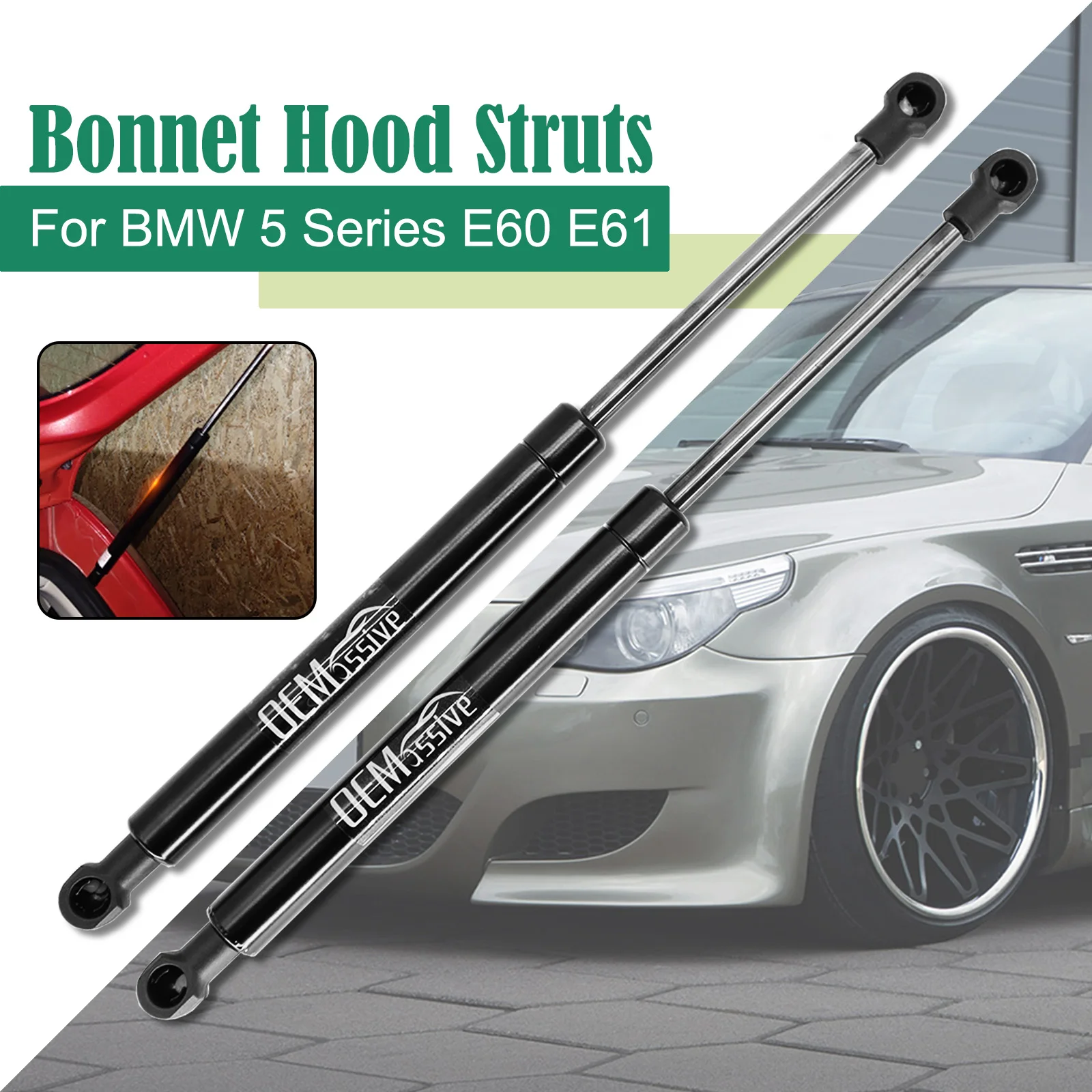 2PCS Bonnet Engine Hood Air Struts Air Lift Gas Spring Hood Air Support Rod For BMW E60 E61 520i 525i 530i 535i 540i 51237008745