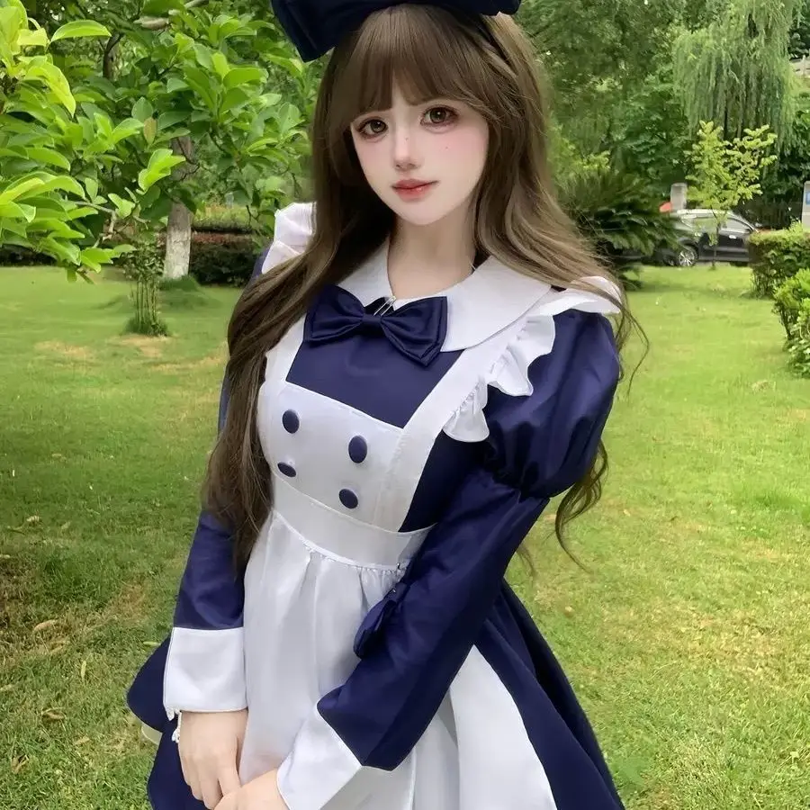 

2025 new Halloween costumes, anime black and white long butler dresses, maid cafe overalls dress for women