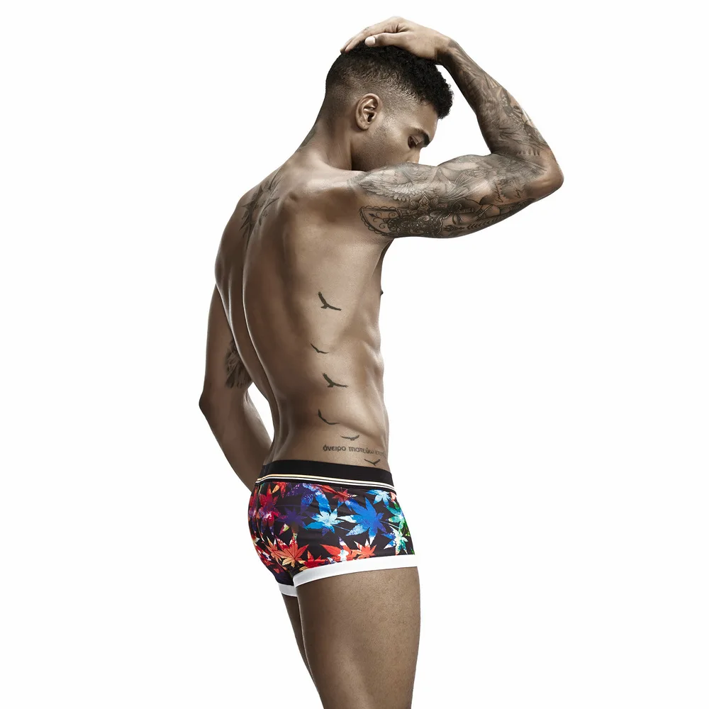 Celana dalam pria 2025 berbahan breathable dan menyerap keringat, motif daun digital, lapisan tunggal, grosir 90223