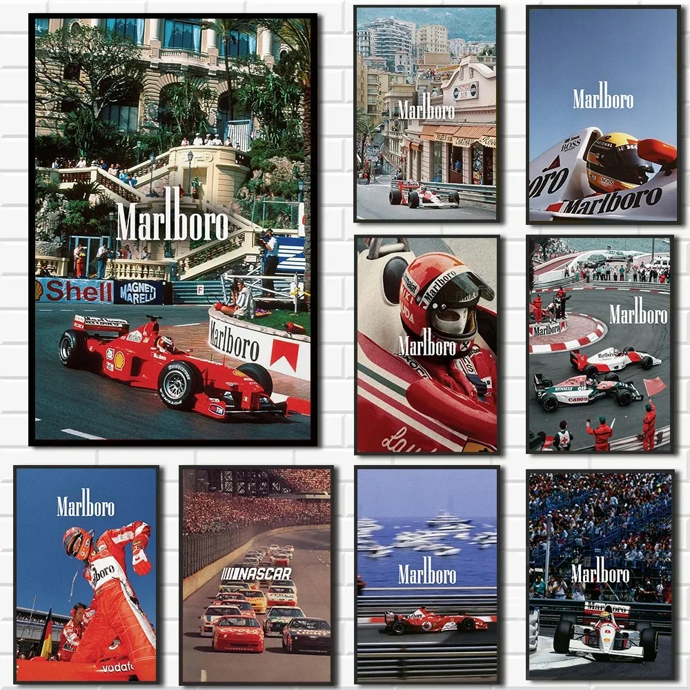 Vintage F1 Monaco Modern Fashion Racing Sports Car Photo Poster and Canvas Painting Wall Art Pictures Home Decor Gift