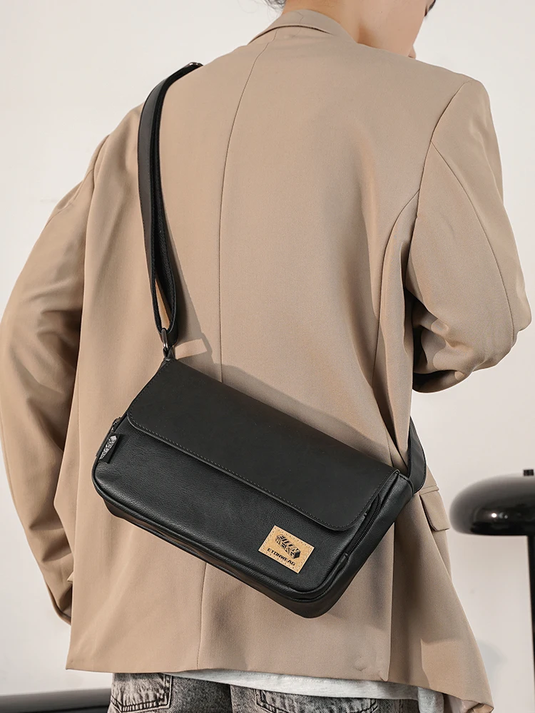 

Retro Japanese Sle Small Square Motorcycle Bag Casual Faion Streetwear Men's Single oulder Bag Trendy Crossbody Bag