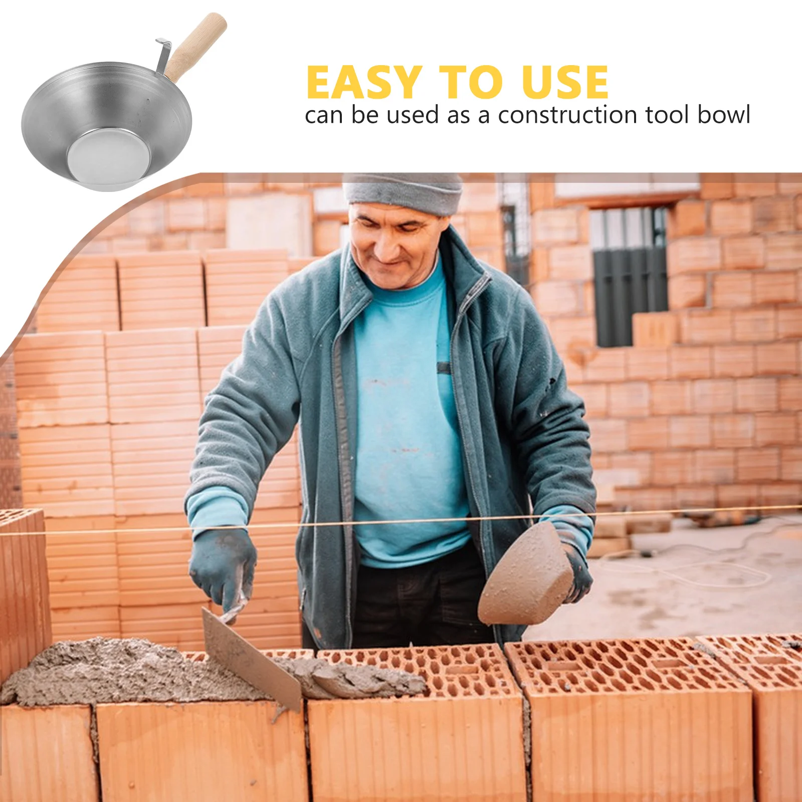 الفولاذ المقاوم للصدأ الطين عموم 30 سنتيمتر مقبض خشبي لتجصيص دريوال الاسمنت دلو مغرفة أداة المفصمة #2