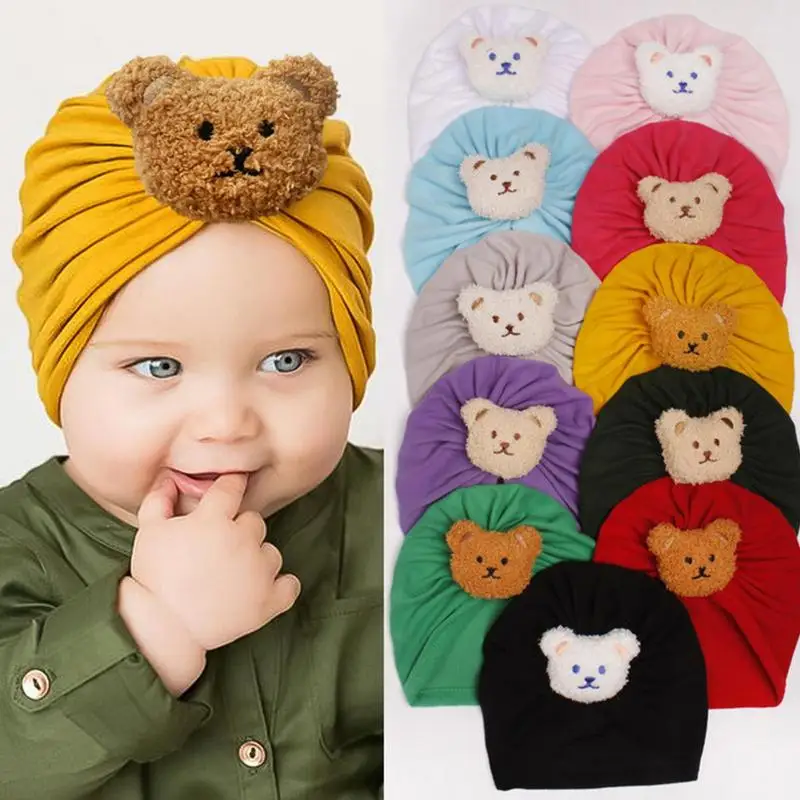 Breathable Baby Turbans Girl Boy Headwraps Hood Cute Solid Color Baby Girls Boys Hat Turban Newborn warm Beanie Caps For Kids