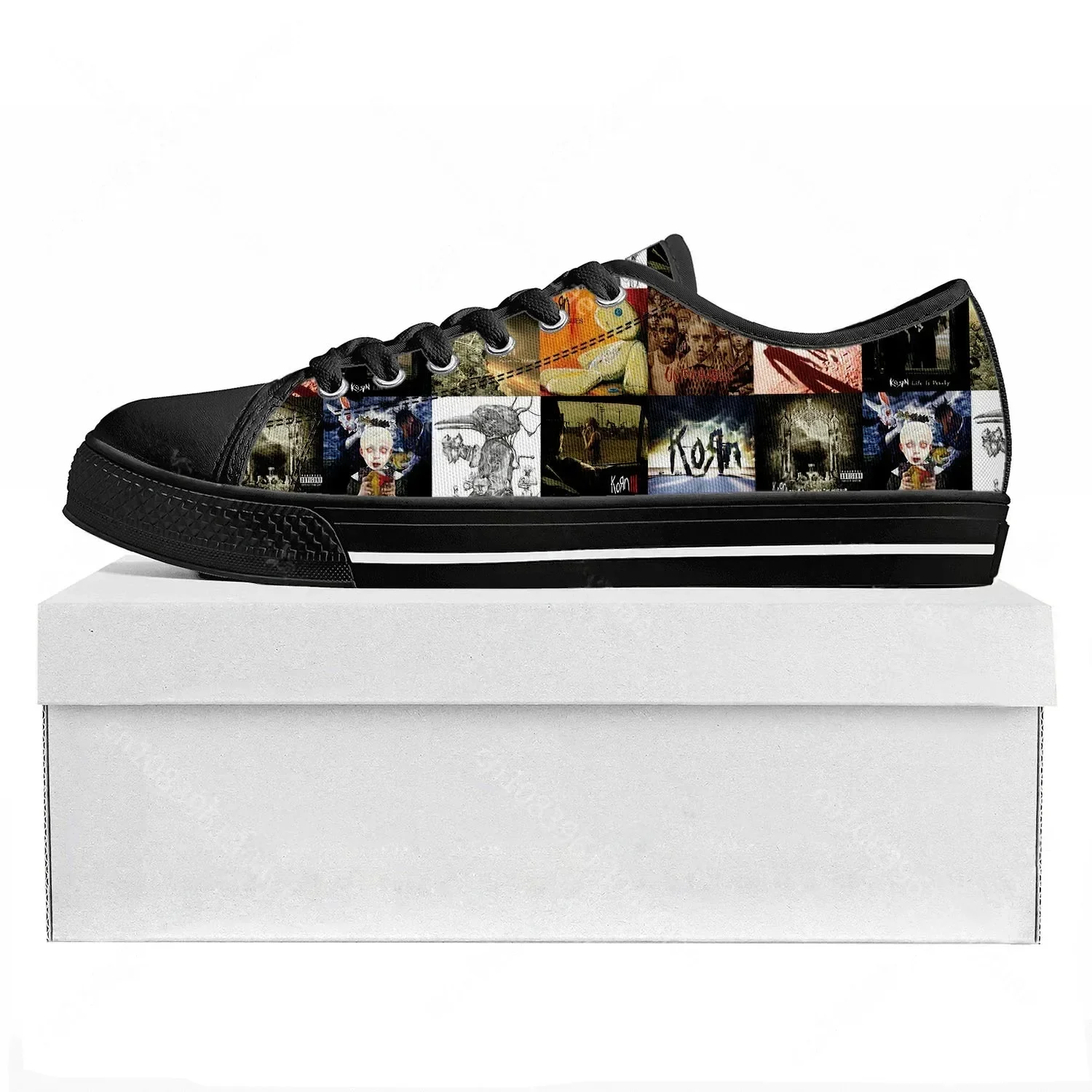 Korn Rock Band Low Top High Quality Sneakers Mens Womens Teenager Canvas Sneaker 3D Print Casual Couple Shoe Custom Shoe Black