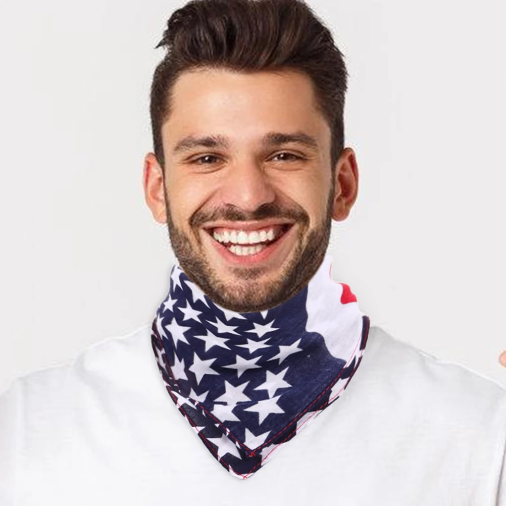 عصابة رأس مربعة للجيب للرجال ، وشاح للرقبة بعلم الولايات المتحدة ، أغطية شعر للرأس ، حجاب مطبوع ، وشاح رأس من الساتان