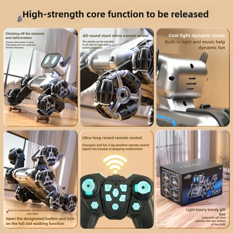 Children's stunt Robot Dog Toy Gesture Sensing Music Drifting Climbing Deformation Remote Control Toy Dog Gift for Kids