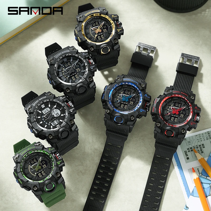 SANDA 3132 2025 New Men's Watches Luxury Brand 50M Waterproof Sports Military Quartz Watch For Male Wristwatch Relogio Masculino