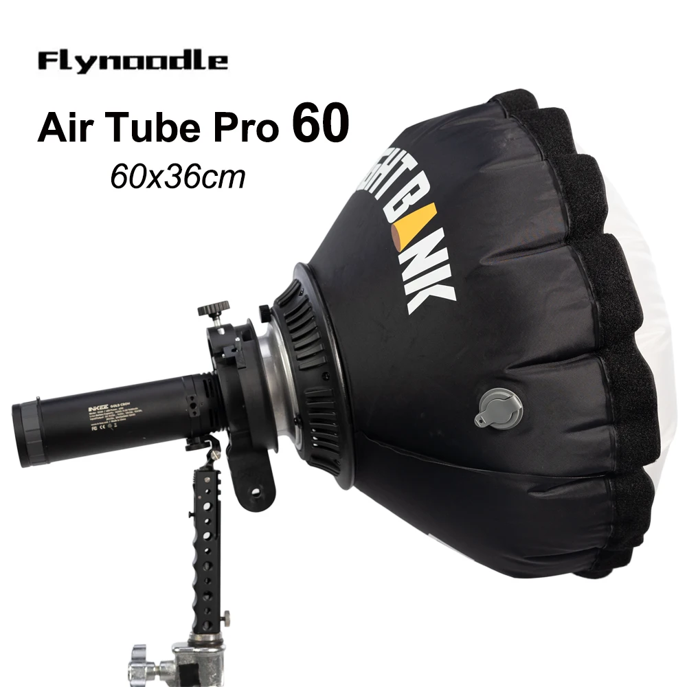 Flynoodle Air Tube Pro 60 فانوس قابل للنفخ سوفت بوكس لغطاء قياسي 135 مم لـ Nanlite ZHIYUN Godox INKEE LATZZ مصباح فيديو