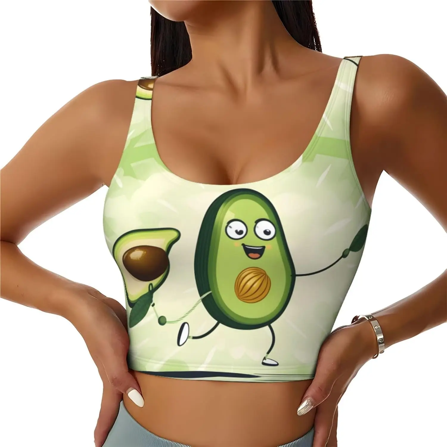 

Avocado Rope Skipping Printing Women's Sports Vest for Yoga Workout Fitness - Casual Sleeveless for Athletic Girls, Black, Small