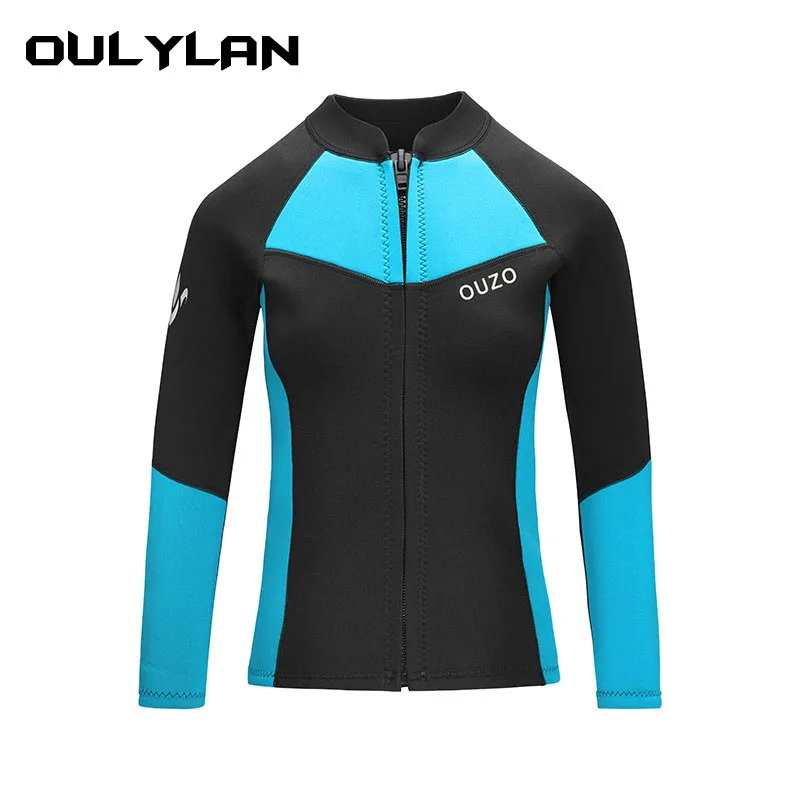 

Oulylan Wetsuit Front Zipper Women Jacket Diving Suit for Surfing Snorkeling Dive Winter Swimming Suit Keep Warm 1.5mm