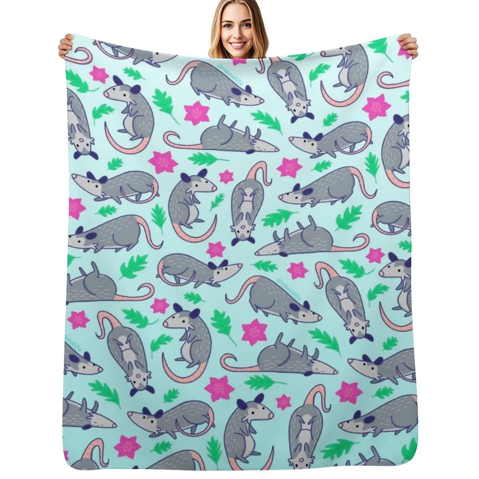 

Opossum Pattern Throw Blanket Warm Fashion Sofas christmas gifts for sofa Blankets