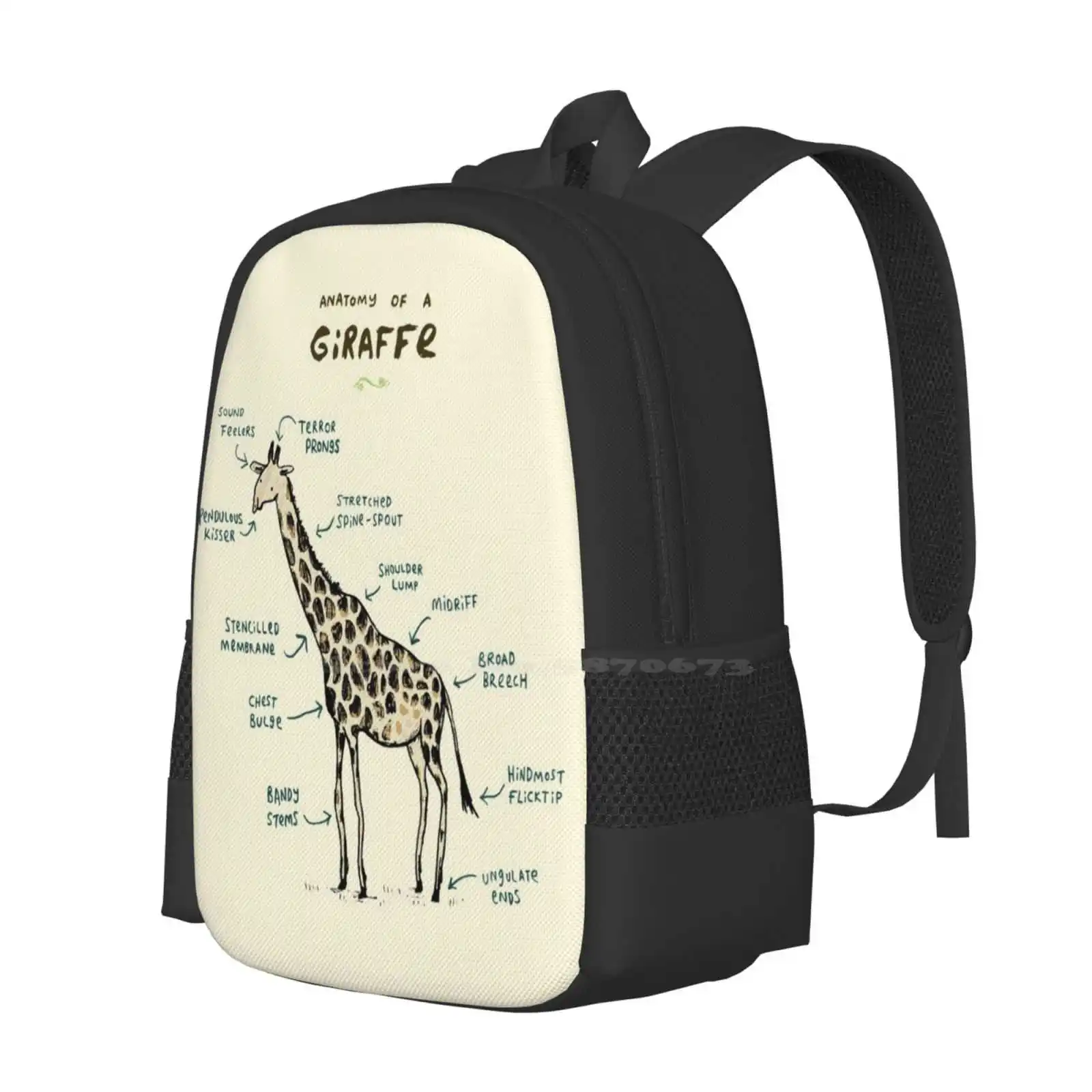 Anatomy Of A Giraffe Hot Sale Backpack Fashion Bags Anatomy Giraffe Neck Pattern Funny Silly Cute Children Birthday Bedroom