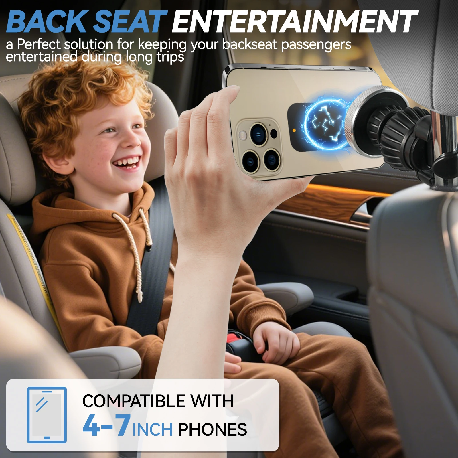 3-IN-1 Magnetic Universal Car Headrest Mount Tablet Holder Phone Holders Back Seat Bag Hooks for iPad iPhone Sumsang Galaxy Tab