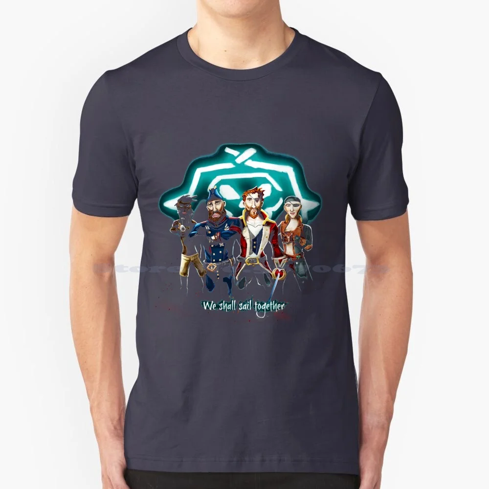 We Shall Sail Together Pirate Chibi T Shirt 100% Cotton Tee Game Ashen Key Ritual Skull Action Adventure Gaming Pirate Athena