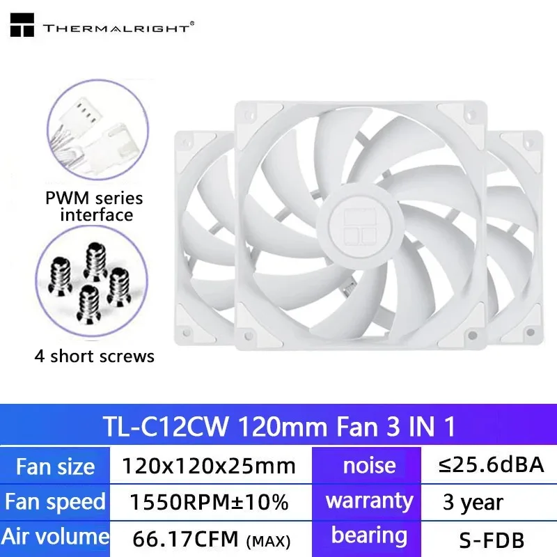 Thermalright TL-C12C 3-in-1 120-mm-Lüfter, 5 V ARGB-Gamer, Geschwindigkeit anpassen, Kühler, Argb, verstellbarer Computergehäuselüfter, Ventilator