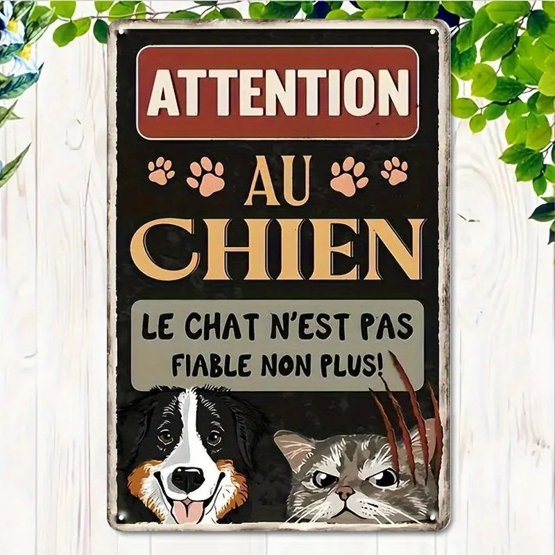 （2D Tin painting）Vintage French Metal Wall Art Sign - 
