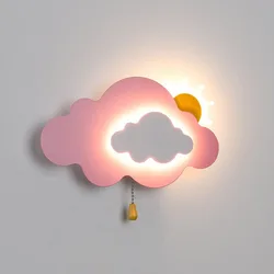 Lámparas de pared del dormitorio para niños, luz nocturna de nube de sol, LED, moderno y minimalista, decoración para habitación de bebé, luces de pared para cabecera