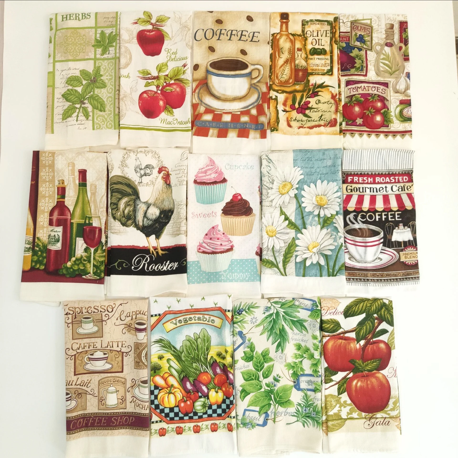 1Pcs 63x36CM printed cotton tea towel, kitchen cloth, absorbent household cleaning cloth, towel style randomly sent