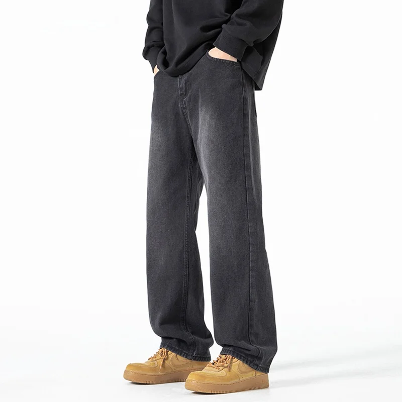 

ProteusBoy, повседневные широкие джинсы свободного кроя в американском стиле ретро с эластичной резинкой на талии, молодежные модные длинные брюки