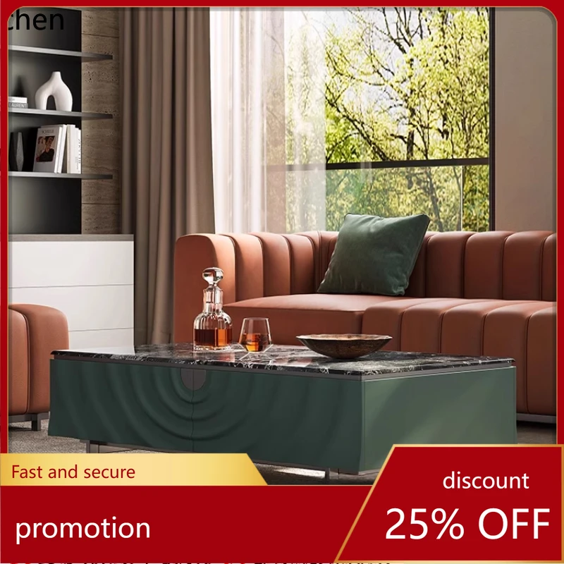 

HT light luxury marble coffee table living room modern simple small apartment paint microcrystalline stone coffee table