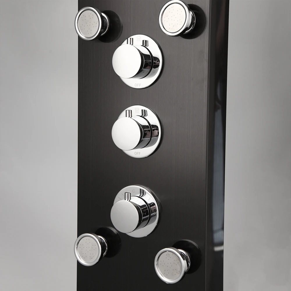 KEMAIDI 6 機能シャワーパネルセット LED ライトデジタルディスプレイ付きモダンなバスルームシャワーシステム壁掛けシャワーコラム