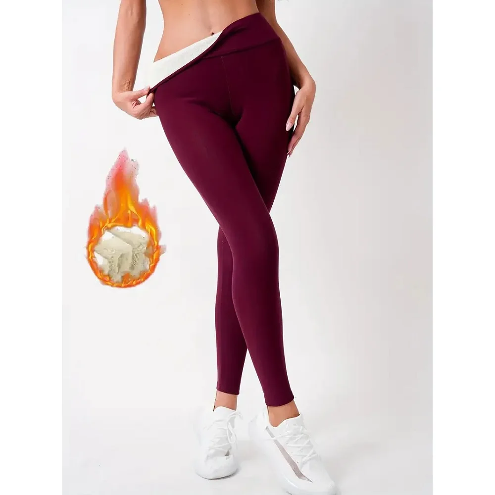 النساء الشتاء الدفء طماق الصوف عالية الخصر تمتد اليوغا طماق السيدات ملابس خارجية رشاقته سروال شكل قلم رصاص