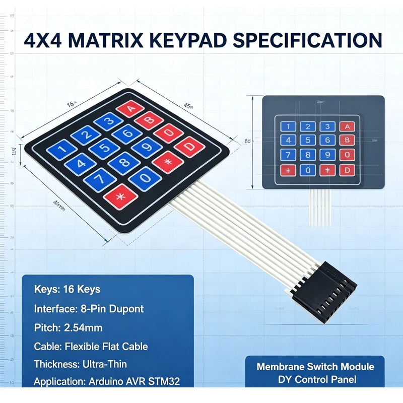 4X4 Matrix Keyboard For Arduino Array Module 16 Key Membrane Switch Expansion Keypad Panel 4*4 Control Microprocessor AVR